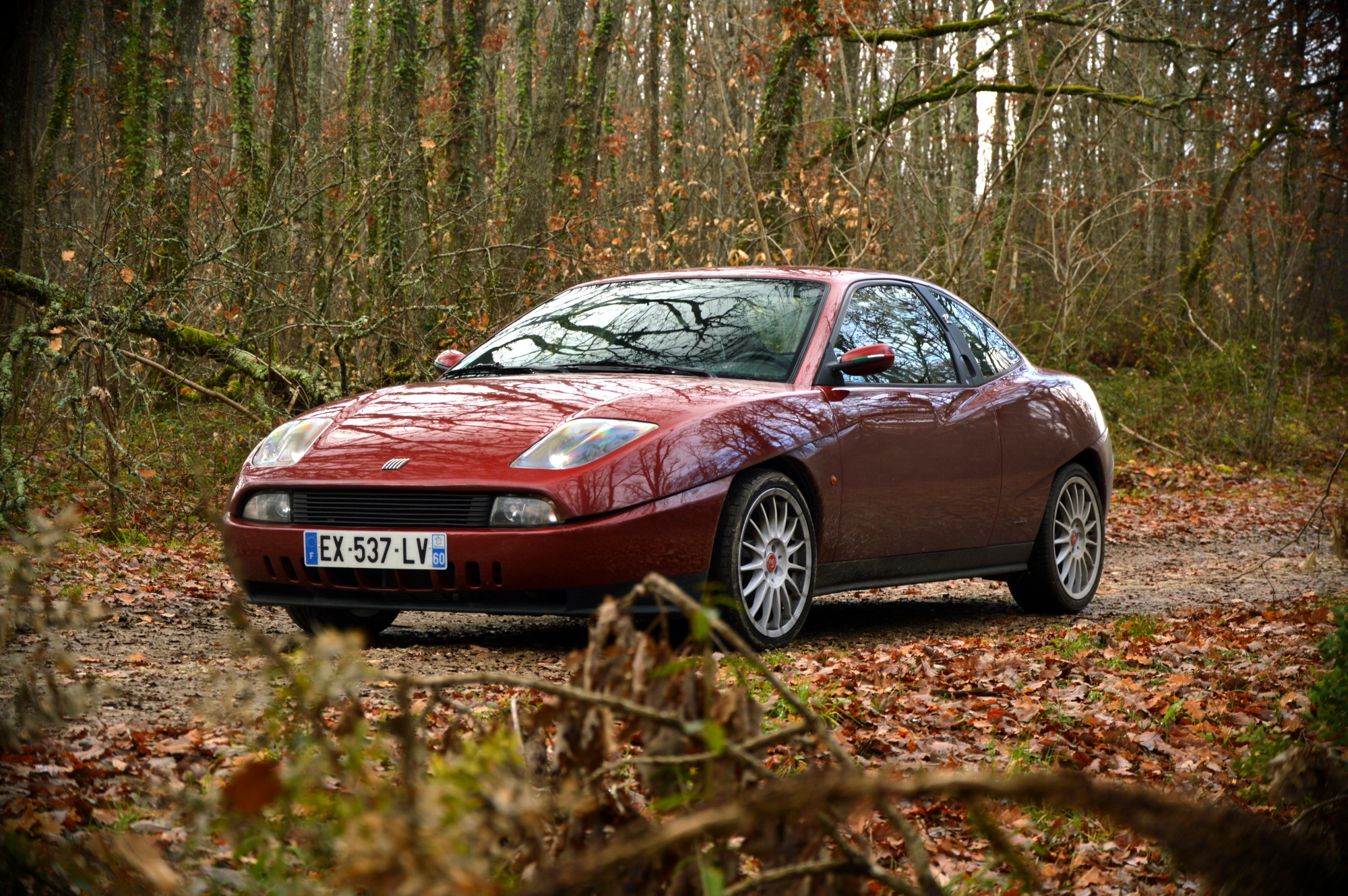 Fiat Coupe in the woods.