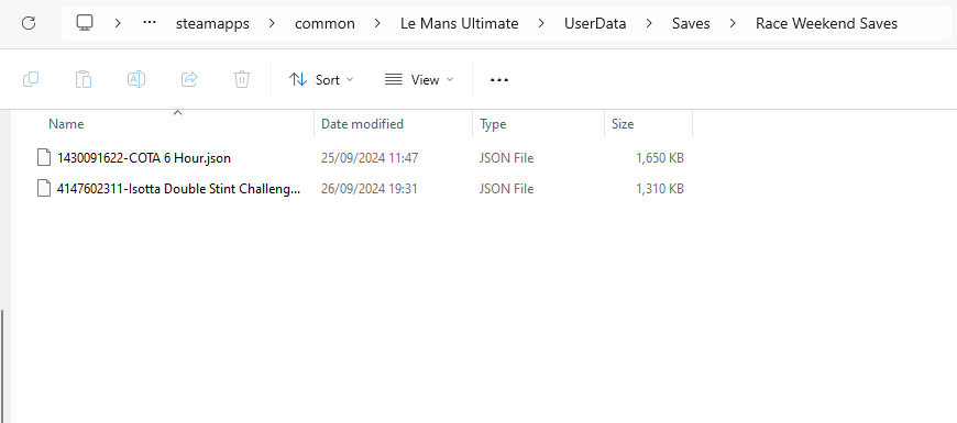 LMU save games are in: Le Mans Ultimate/UserData/Saves/Race Weekend