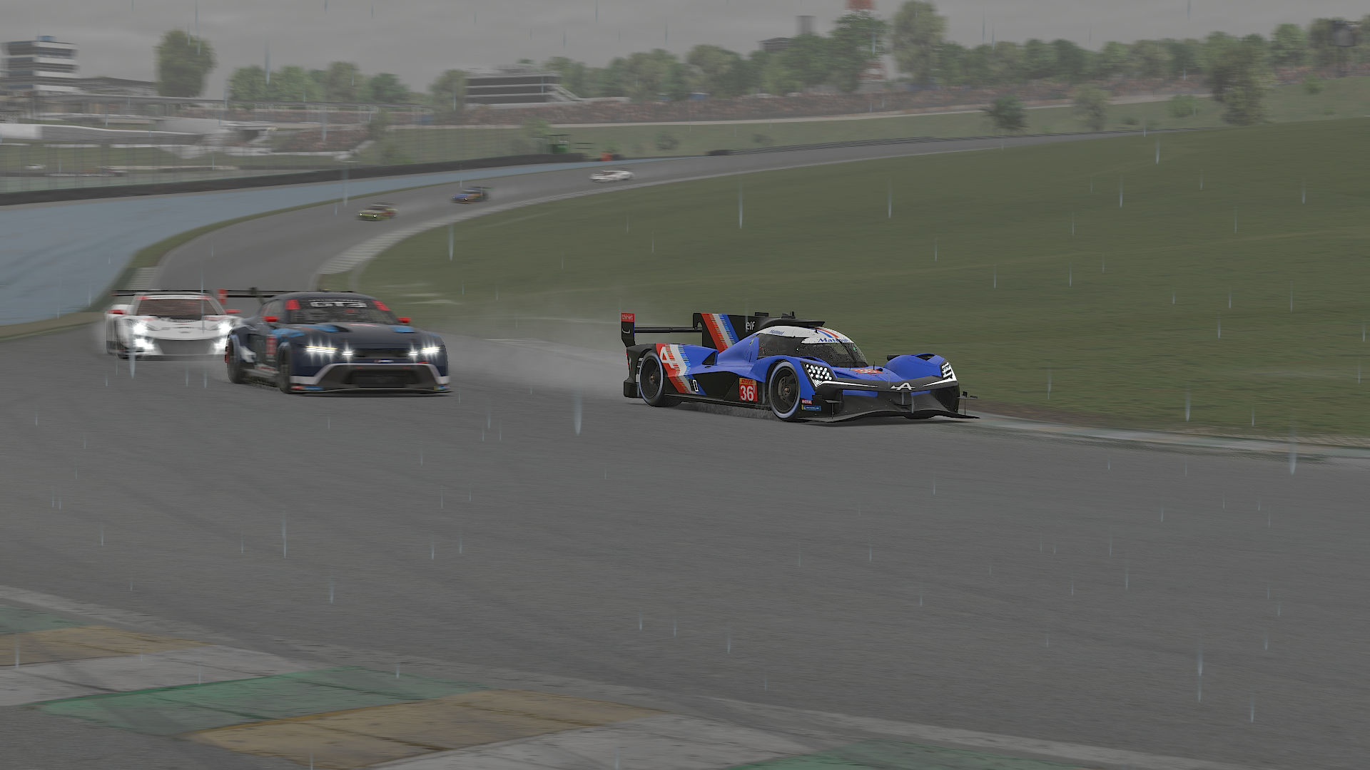 Ford Mustang and Chevy Corvette GT3 in iRacing.