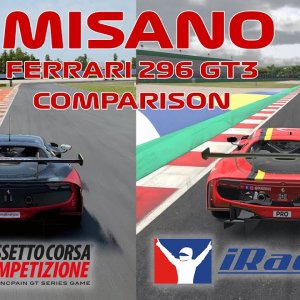 ACCompetizione vs iRacing | Misano Ferrari 296 GT3 Comparison | Onboard & Chase Camera